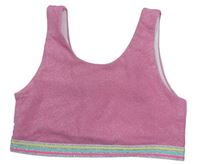 Ružový trblietavý crop top