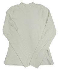 Smotanové rebrované tričko so stojačikom H&M