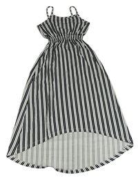 Černo-bílé pruhované bavlněné šaty H&M
