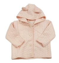 Světlerůžová prošívaná podšitá propínací mikina se srdíčky a kapucí River Island