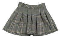 Čierno-bielo-ružová kockovaná vlnená skladaná sukňa Matalan