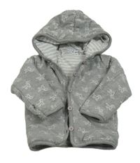 Sivá melírovaná zateplená prepínaci mikina s krávami a kapucňou zn. Dirkje