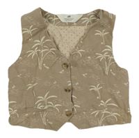 Hnedá ľanová vesta s palmami H&M