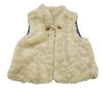 Béžová kožušinová podšitá vesta Zara