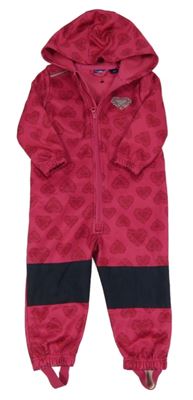 Fuchsiová softshellová kombinéza so srdiečkami a kapucňou Lupilu