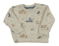 Béžová melírovaná mikina so zvířaty Nutmeg