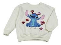 Smotanová mikina so Stitchem a srdíčky z překlápěcích flitrů George