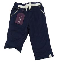 Nové - Tmavomodré plátěné zateplené kalhoty s páskem a výšivkami hvězd Sergent Major