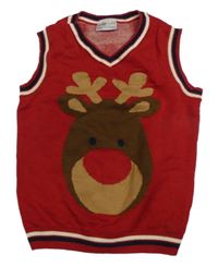 Červená svetrová vesta so sobom So Cute