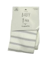 Nové - Bílo-šedé pruhované punčocháče George