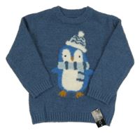 Nové - Tmavomodrý sveter s tučňákem Dunnes