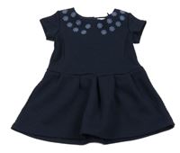 Tmavomodré vzorované šaty s výšivkami květů Next