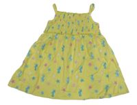 Žlté bavlnené šaty s mořskými koníky a hvězdicemi Topomini
