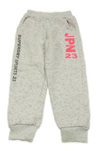 Biele melírované tepláky s nápisom a číslom Superdry