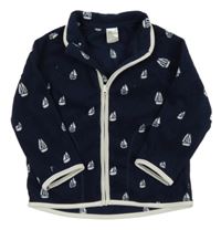 Tmavomodrá fleecová prepínaci mikina s loďkami H&M