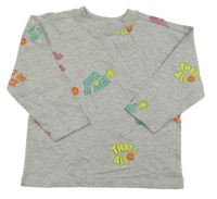 Šedé melírované triko se smajlíky a nápisy George