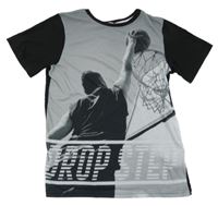 Sivo-čierne tričko s basketbalistou H&M
