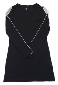Čierne bavlnené šaty s pruhy na rukávech H&M
