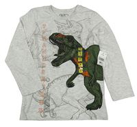 Nové - Světlešedé melírované triko s dinosaury Matalan