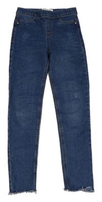 Tmavomodré džegíny s vyšúchaním Denim Co.