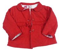 Červený prešívaný mikinový kabát s mašličkou Baker