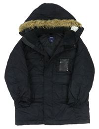 Čierna šušťáková zimná bunda s kapucňou GAP