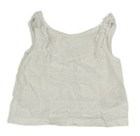 Biely crop top s madeirou Vertbaudet