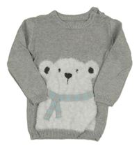 Sivý sveter s bielým chlpatým medvěďom George