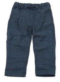 Tmavomodré kockované chino nohavice