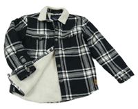 Černo-bílá kostkovaná zateplená košilová bunda Next