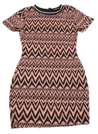 Růžovo-černé vzorované šaty Matalan