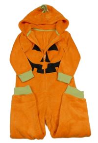 Oranžová chlupatá kombinéza s kapucí - dýně 