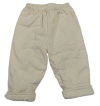 Bielo-béžové pruhované zateplené teplákové nohavice