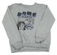 Sivá melírovaná mikina s ovladačem Y.F.K.