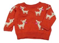 Červený ľahký sveter so sobíky M&S