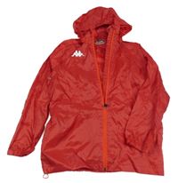 Červená šušťáková jarná funkčná bunda s logom a kapucňou kappa