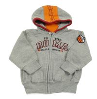 Sivá prepínaci mikina s nápisom a kapucňou