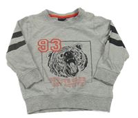 Sivá ľahká mikina s medvěďom Lupilu