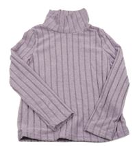 Lila rebrované úpletové tričko s rolákom shein