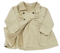 Smetanový šusťákový jarní kabát s volánky Ergee