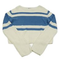 Bielo-modrý ľahký crop sveter s pruhom H&M