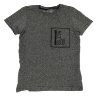 Sivo-čierne melírované tričko s vreckom Chapter young