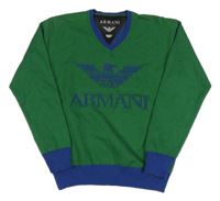 Zeleno-modrý svetr s logem - Armani