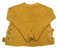 Okrový sveter so šnurovaním Primark