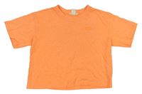 Neónově oranžové crop tričko s nápisom H&M