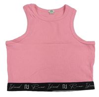 Neónově ružový rebrovaný crop top River Island