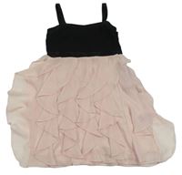 Černo-světlerůžové šaty s volánky H&M