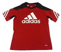 Červeno-černé sportovní tričko s logem Adidas