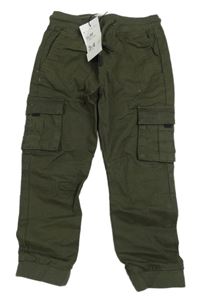 Nové - Khaki army plátěné cuff kalhoty s úpletovým pasem Primark
