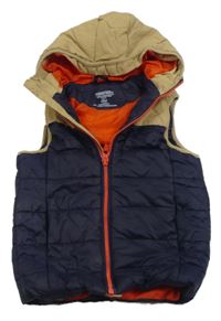 Tmavomodro-béžová šusťáková zateplená funkční vesta Mountain Warehouse